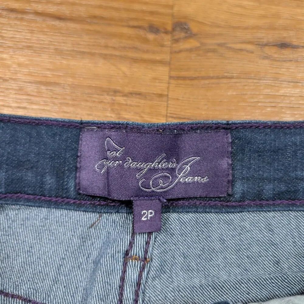 NYDJ Marilyn Straight Jeans Women's 2P Petite Dark Wash Stretch Lift Tuck